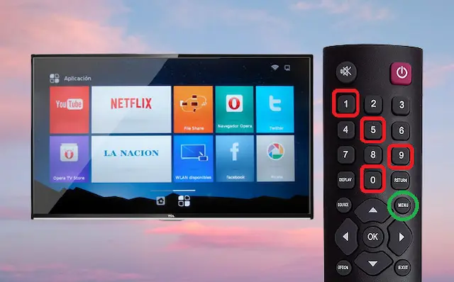 Teclas de controle remoto para acessar o menu oculto de uma smart tv TCL