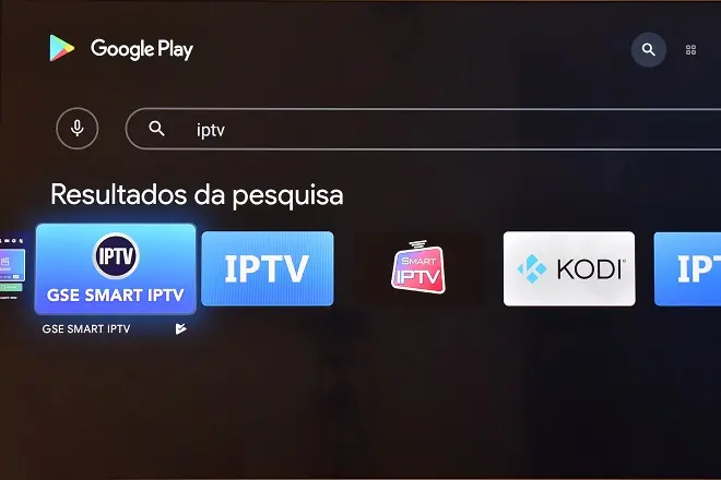 Aplicativos de IPTV na Google Play Store em uma Android TV