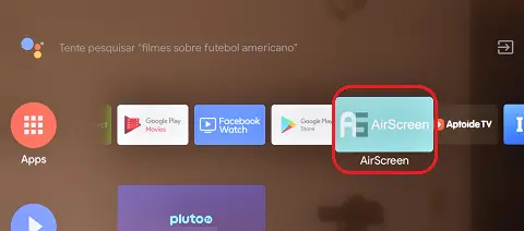 Aplicativo AirScreen na TV TCL
