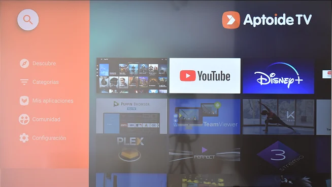 Interface do Aptoide na Android Smart TV